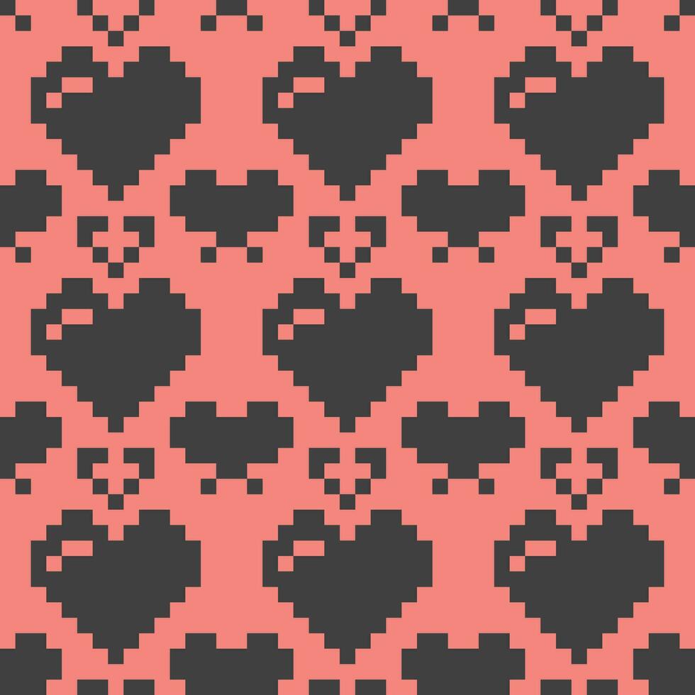 pixel hearts fabric vector