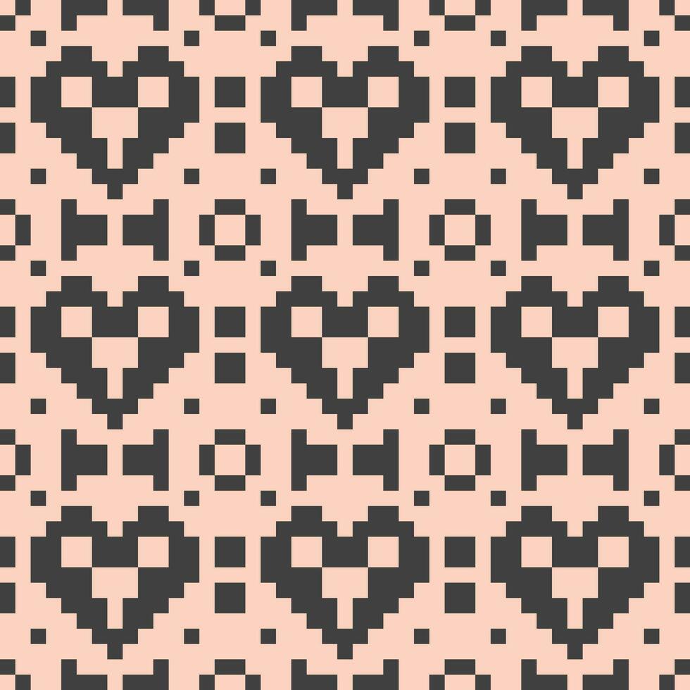 pixel hearts fabric soft yellow vector