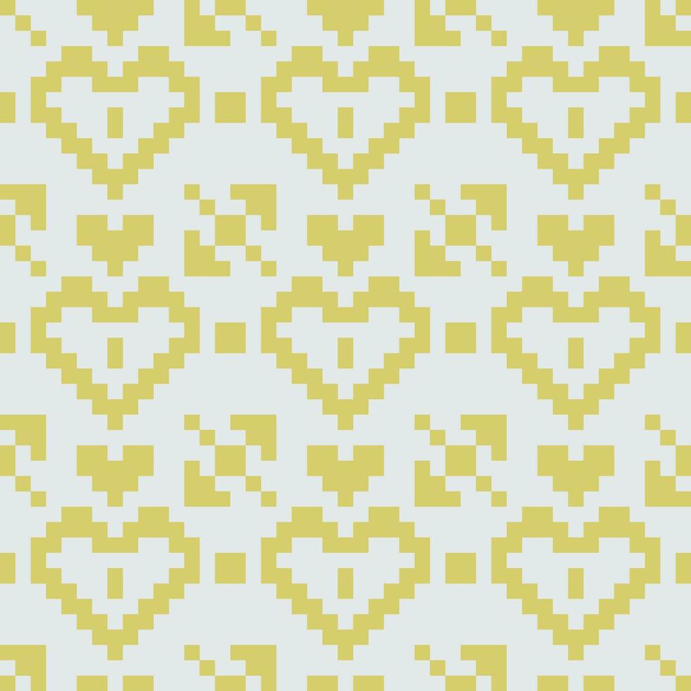 a pixel pattern with yellow hearts on a white background vector