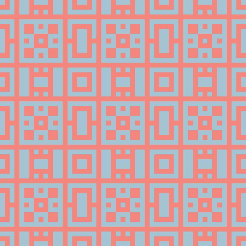 a pattern with squares and squares on a pink and blue background vector