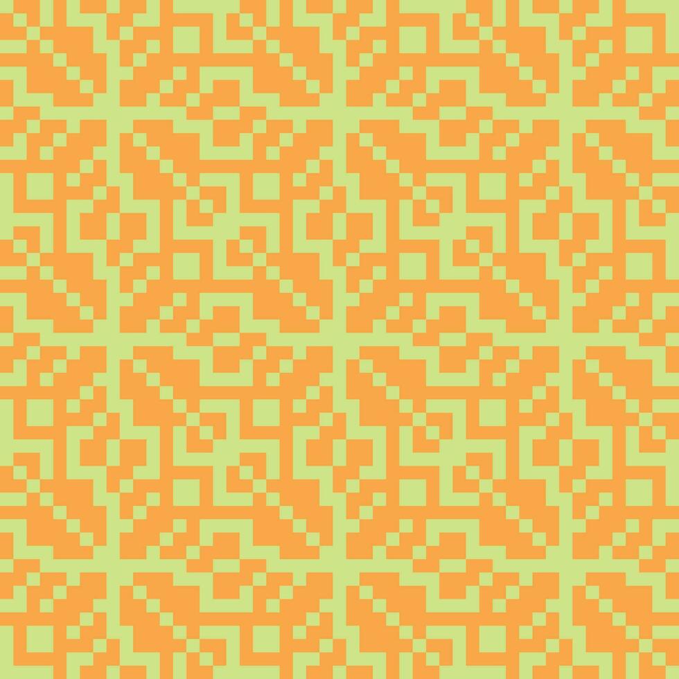 a pixel pattern in orange and green vector