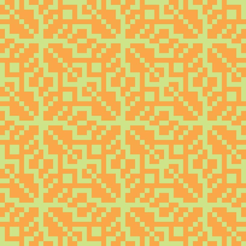 a pixel pattern in orange and green vector