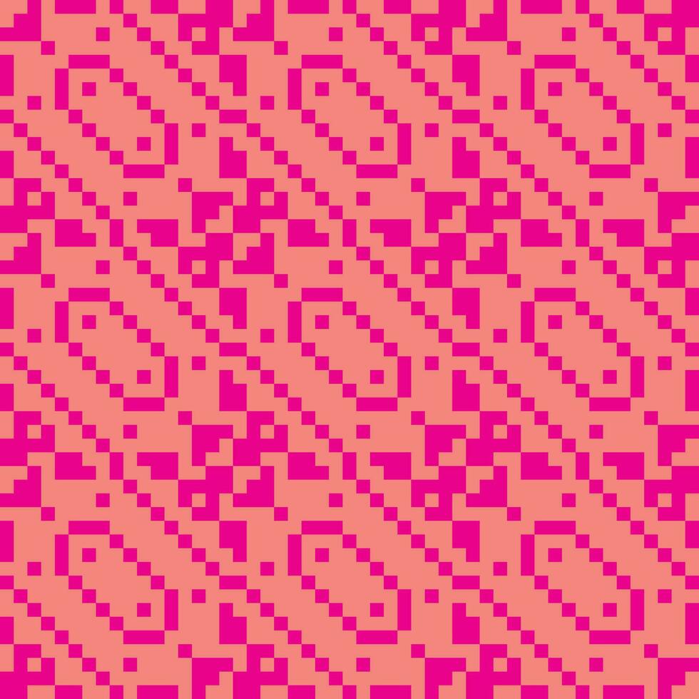 a pink and orange pixel pattern vector