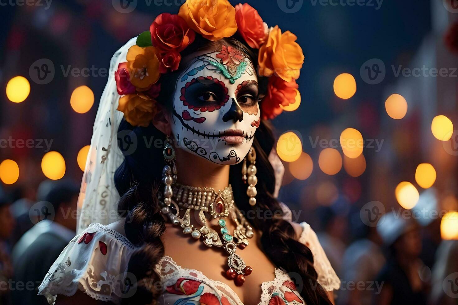 Day of The Dead sugar skull makeup. Day of The Dead. photo