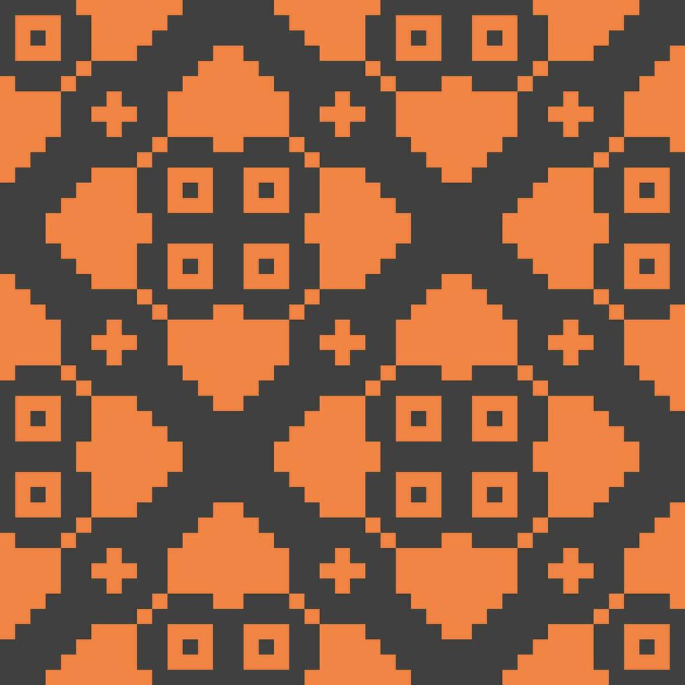 an orange and black pixel pattern vector