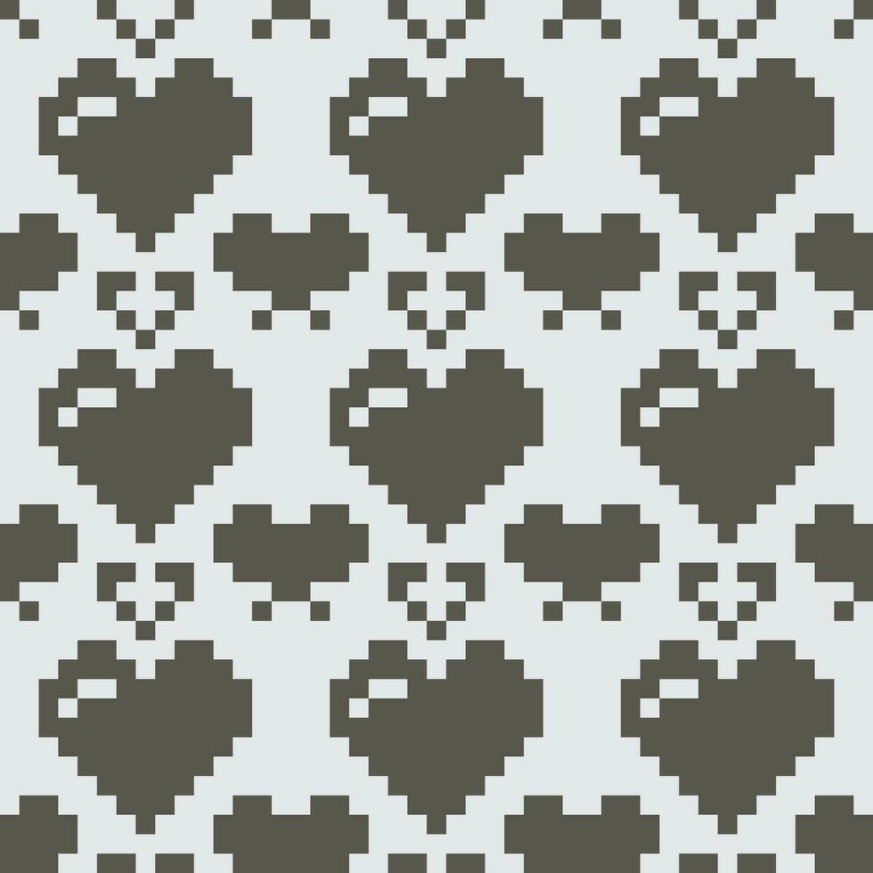 pixel hearts fabric dark light vector