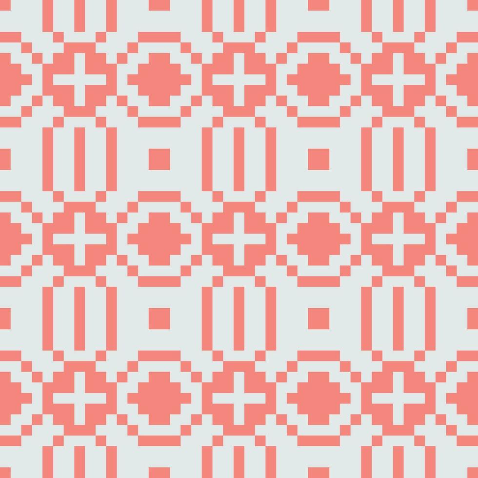 píxel Arte sin costura modelo con rojo y blanco cuadrícula vector