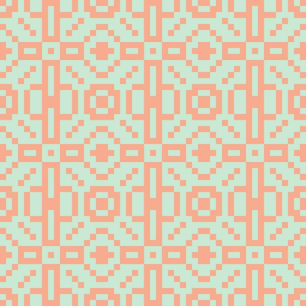 a pixelated pattern in peach and turquoise vector