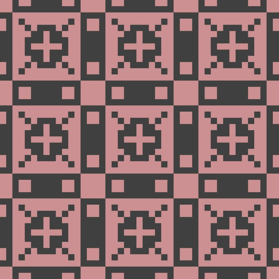 a pixelated pattern with squares and crosses vector