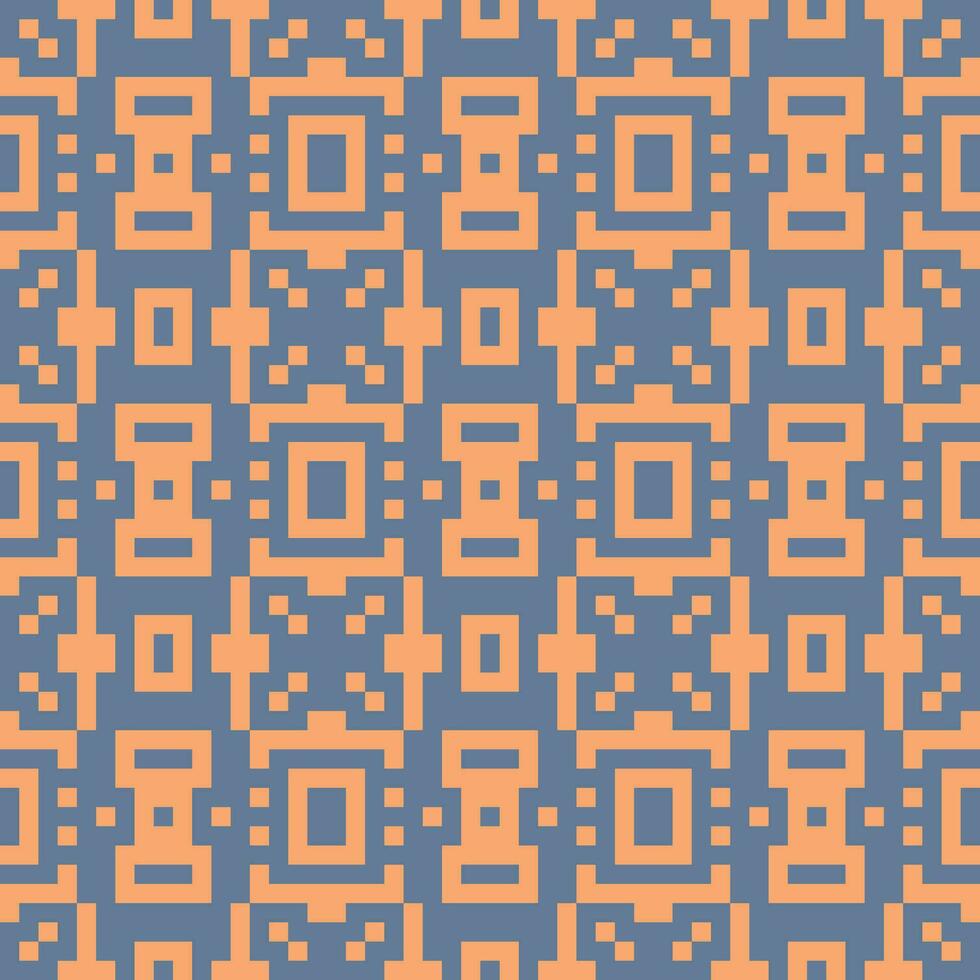 a pixel art pattern with orange and blue squares vector
