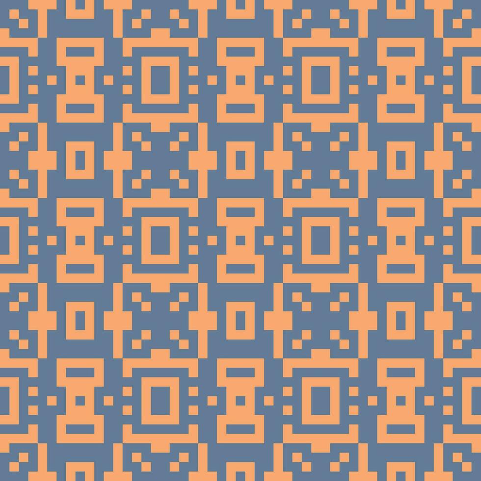 a pixel art pattern with orange and blue squares vector