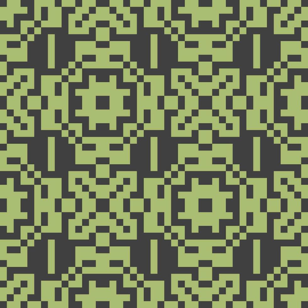 pixel square pattern green black fabric vector