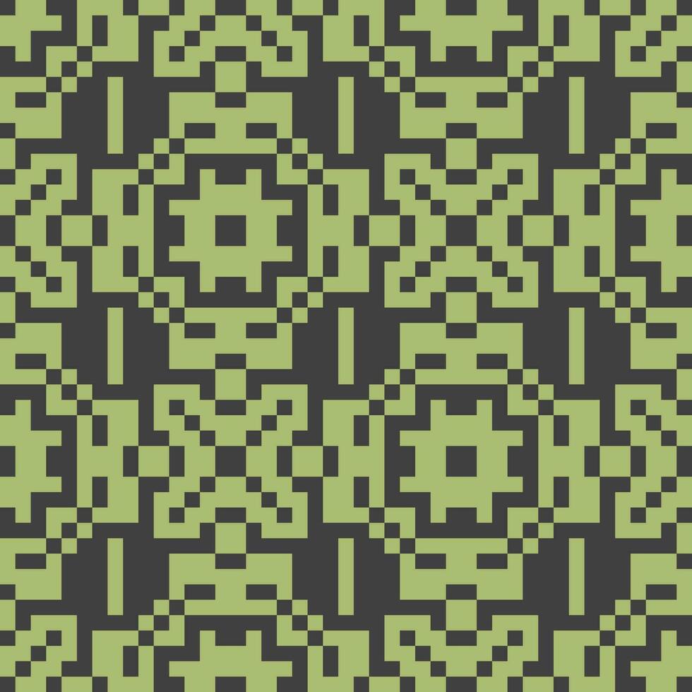 pixel square pattern green black fabric vector