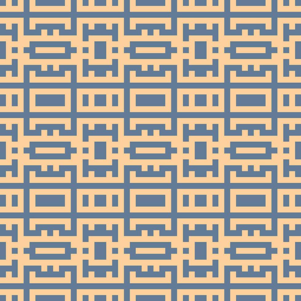 a pattern with squares and lines in blue and beige vector