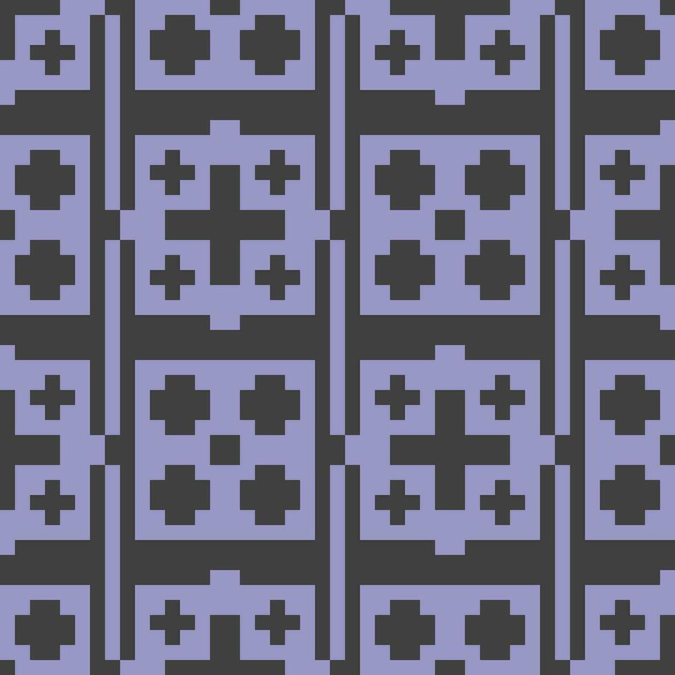 a pixel pattern with purple squares and black crosses vector