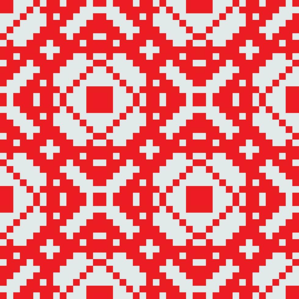 a red and white pixel pattern vector