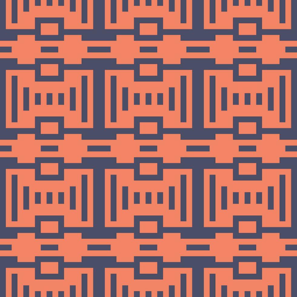 a pattern with squares and lines in orange and blue vector