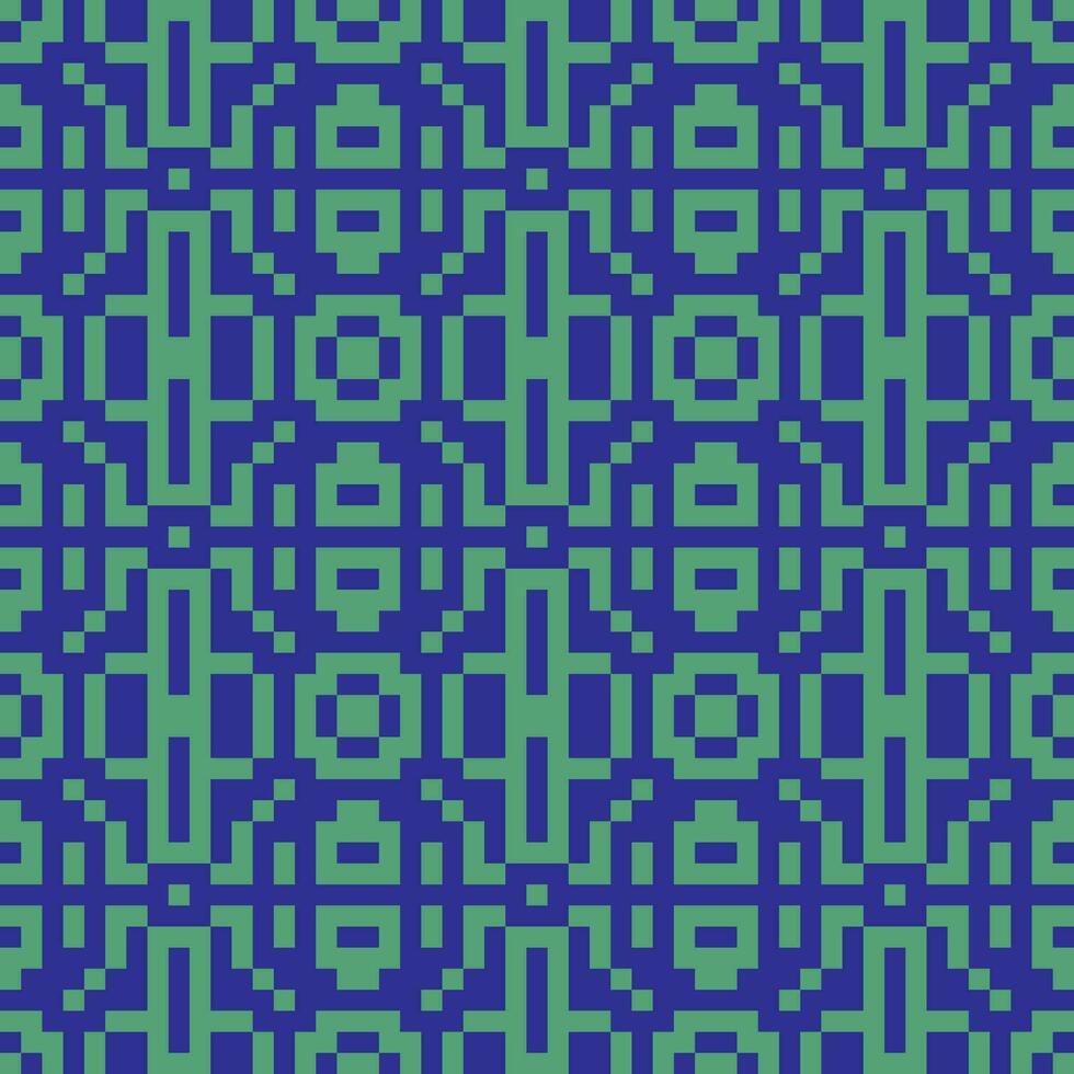 un píxel modelo en verde y azul vector