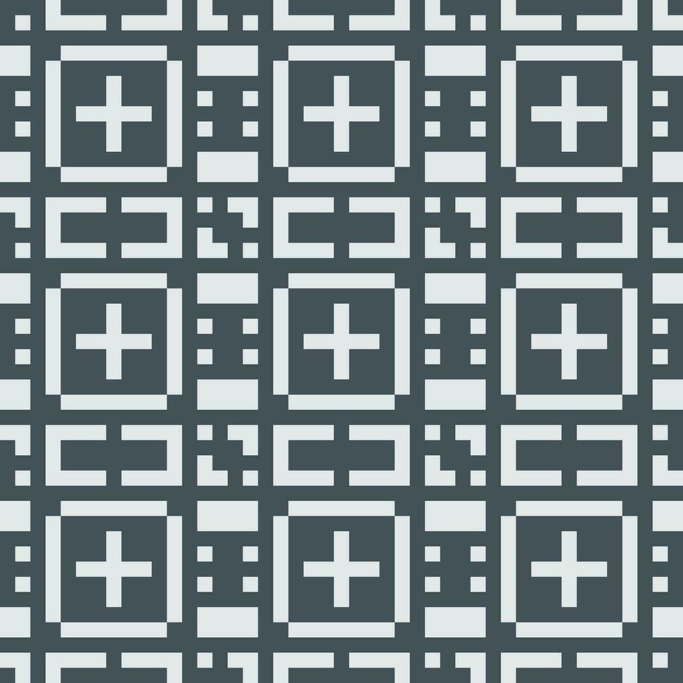 a pixelated pattern with squares and crosses vector