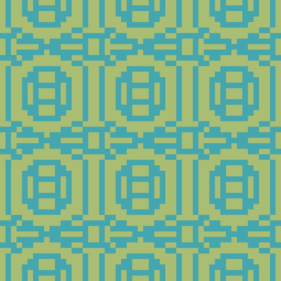 un píxel Arte modelo con azul y verde cuadrícula vector