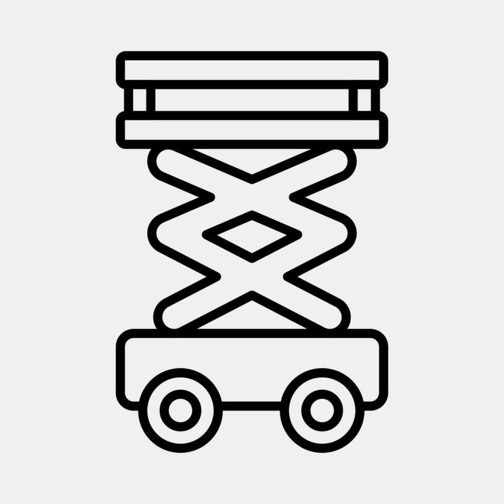 Icon scissor lift. Heavy equipment elements. Icons in line style. Good for prints, posters, logo, infographics, etc. vector