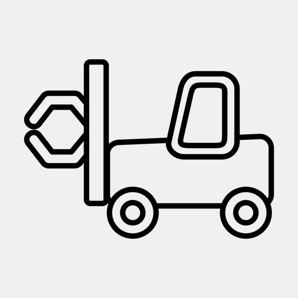 Icon papper roll clamp forklift. Heavy equipment elements. Icons in line style. Good for prints, posters, logo, infographics, etc. vector