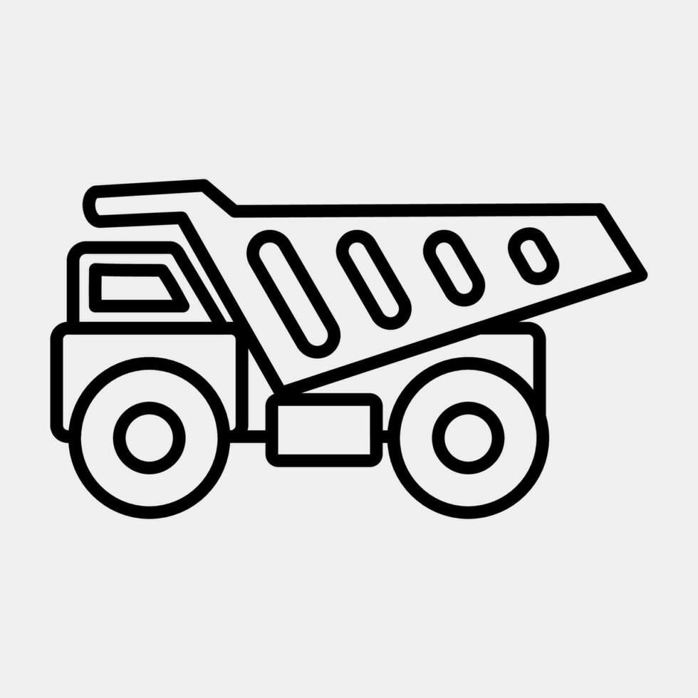 Icon dump truck. Heavy equipment elements. Icons in line style. Good for prints, posters, logo, infographics, etc. vector