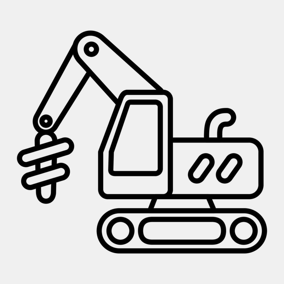 Icon earth drill excavator. Heavy equipment elements. Icons in line style. Good for prints, posters, logo, infographics, etc. vector