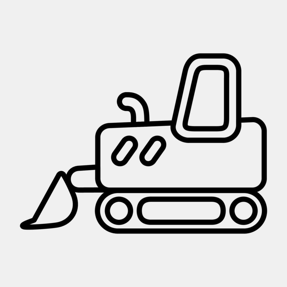 Icon bulldozer with track. Heavy equipment elements. Icons in line style. Good for prints, posters, logo, infographics, etc. vector