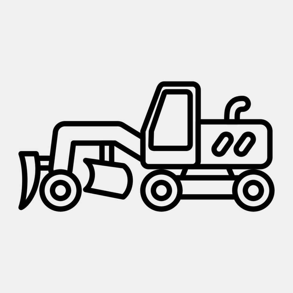Icon road grader. Heavy equipment elements. Icons in line style. Good for prints, posters, logo, infographics, etc. vector