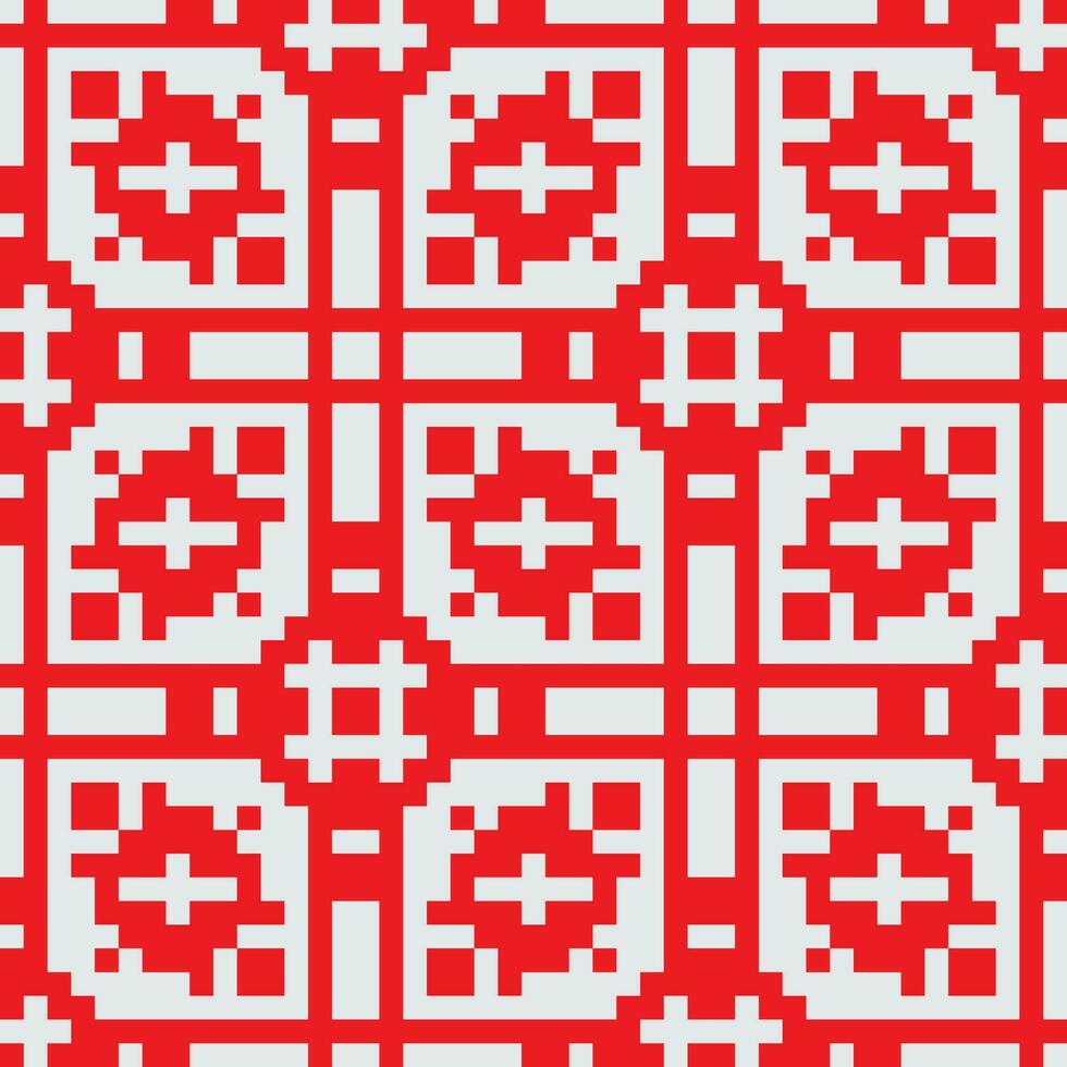 a red and white pixel pattern vector