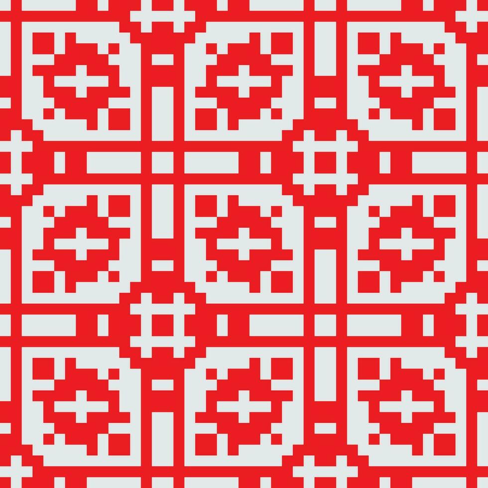 a red and white pixel pattern vector