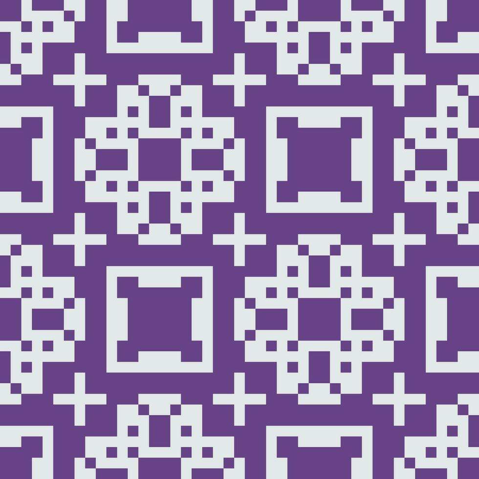 pixel art purple pattern white fabric vector