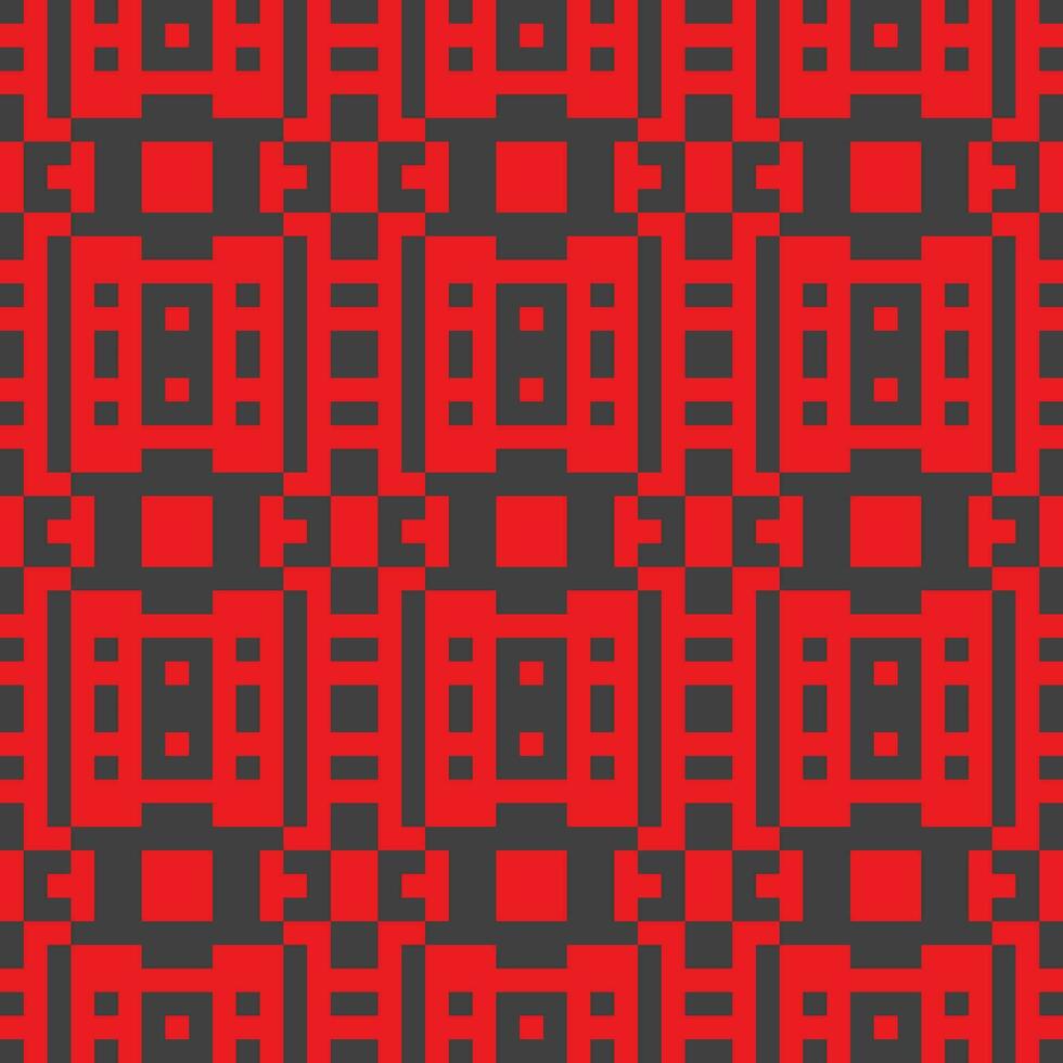 a pixel art pattern with red and black squares vector