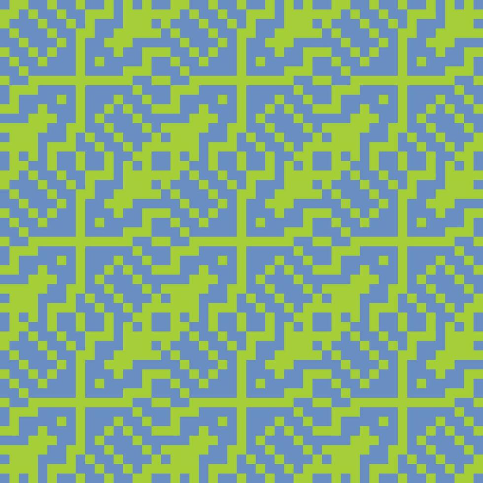 a pixel pattern with blue and green squares vector