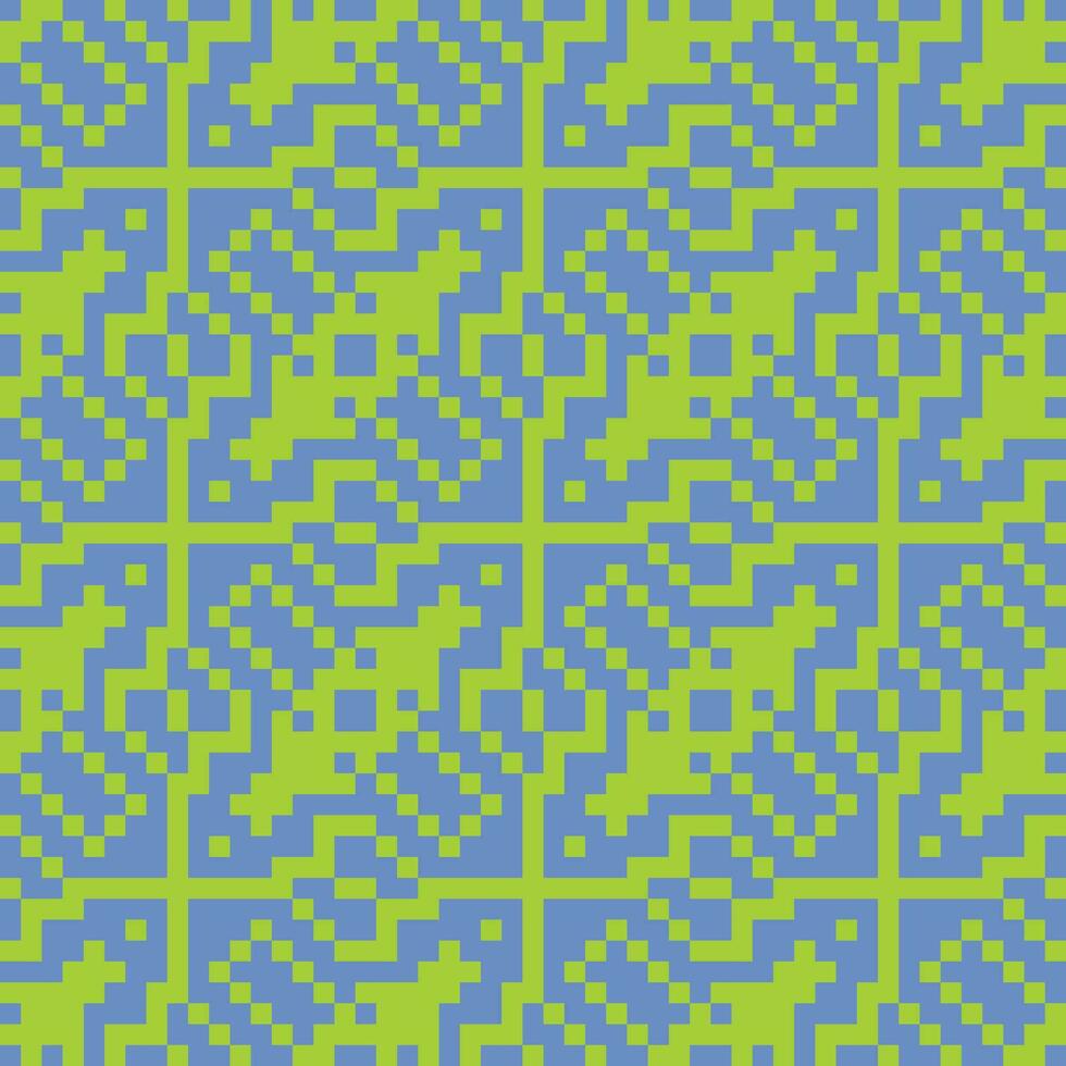 a pixel pattern with blue and green squares vector