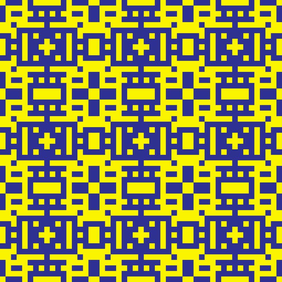 a pixel art pattern with yellow and blue squares vector
