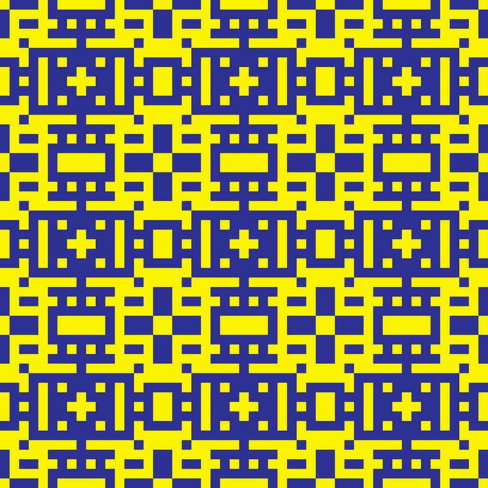 a pixel art pattern with yellow and blue squares vector