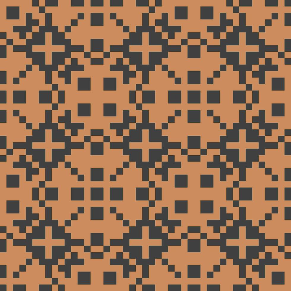 a pixel pattern with squares and crosses on an orange background vector