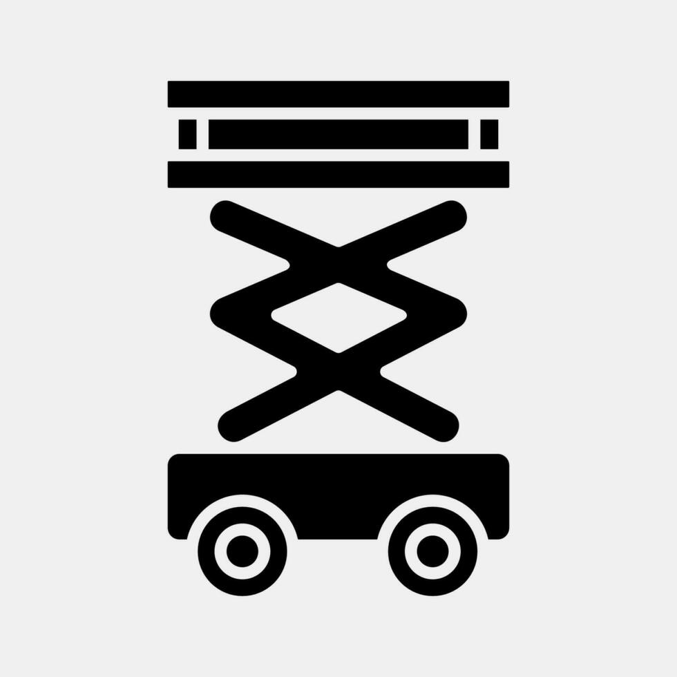 Icon scissor lift. Heavy equipment elements. Icons in glyph style. Good for prints, posters, logo, infographics, etc. vector