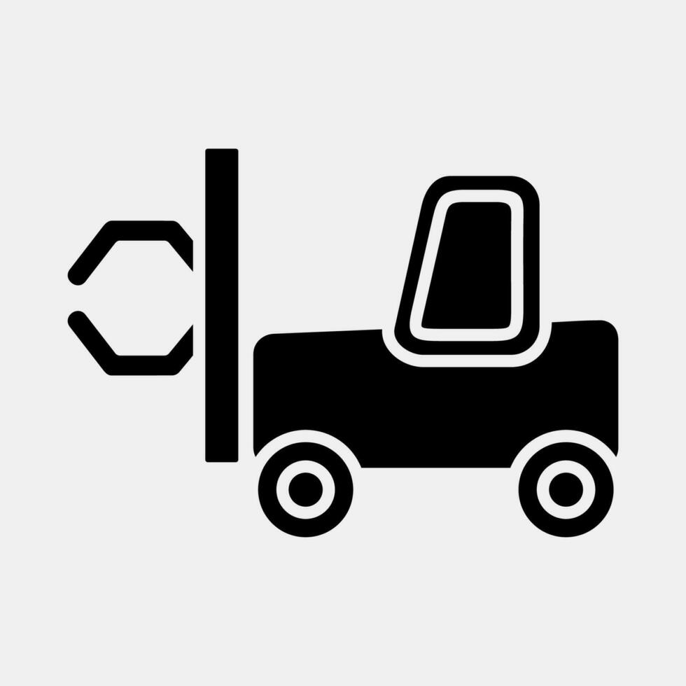 Icon papper roll clamp forklift. Heavy equipment elements. Icons in glyph style. Good for prints, posters, logo, infographics, etc. vector