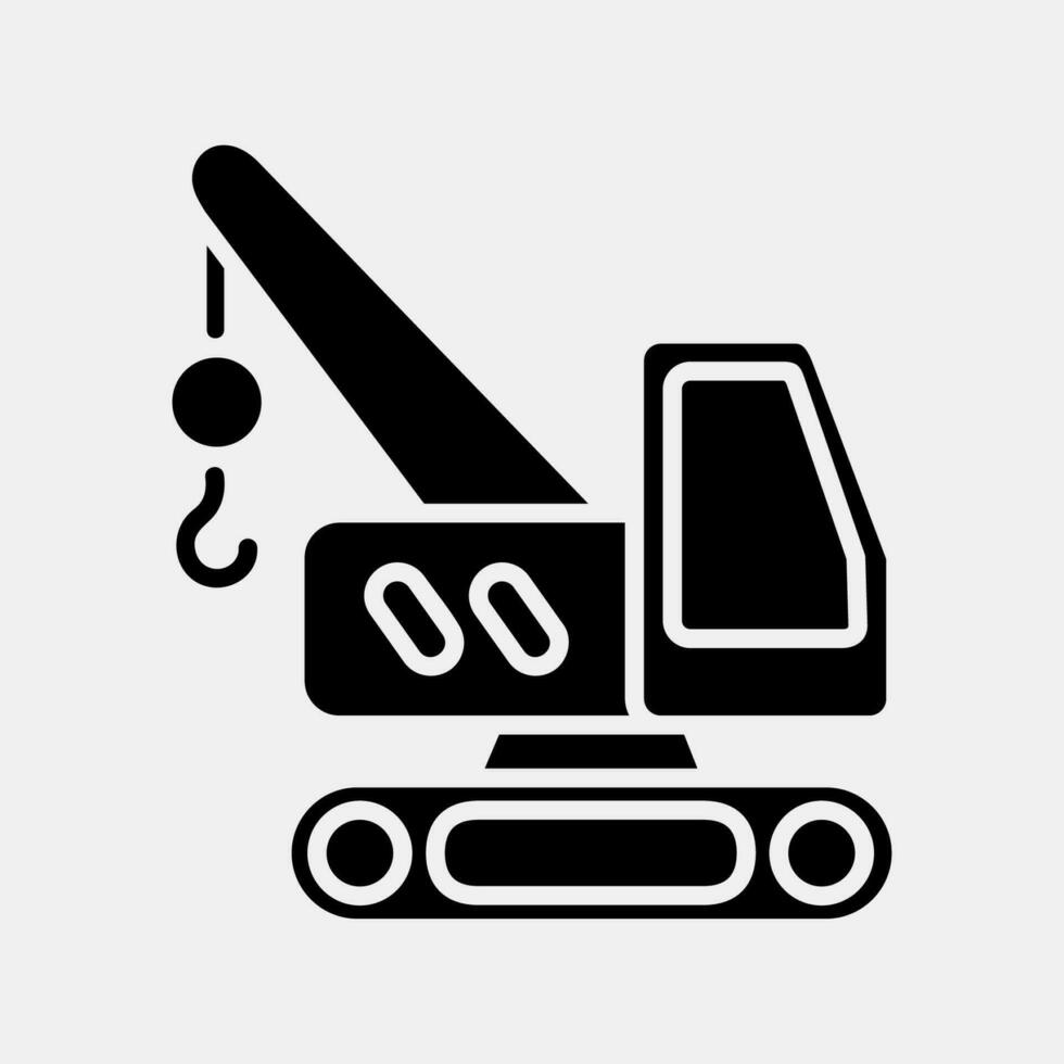Icon hoisting crane. Heavy equipment elements. Icons in glyph style. Good for prints, posters, logo, infographics, etc. vector