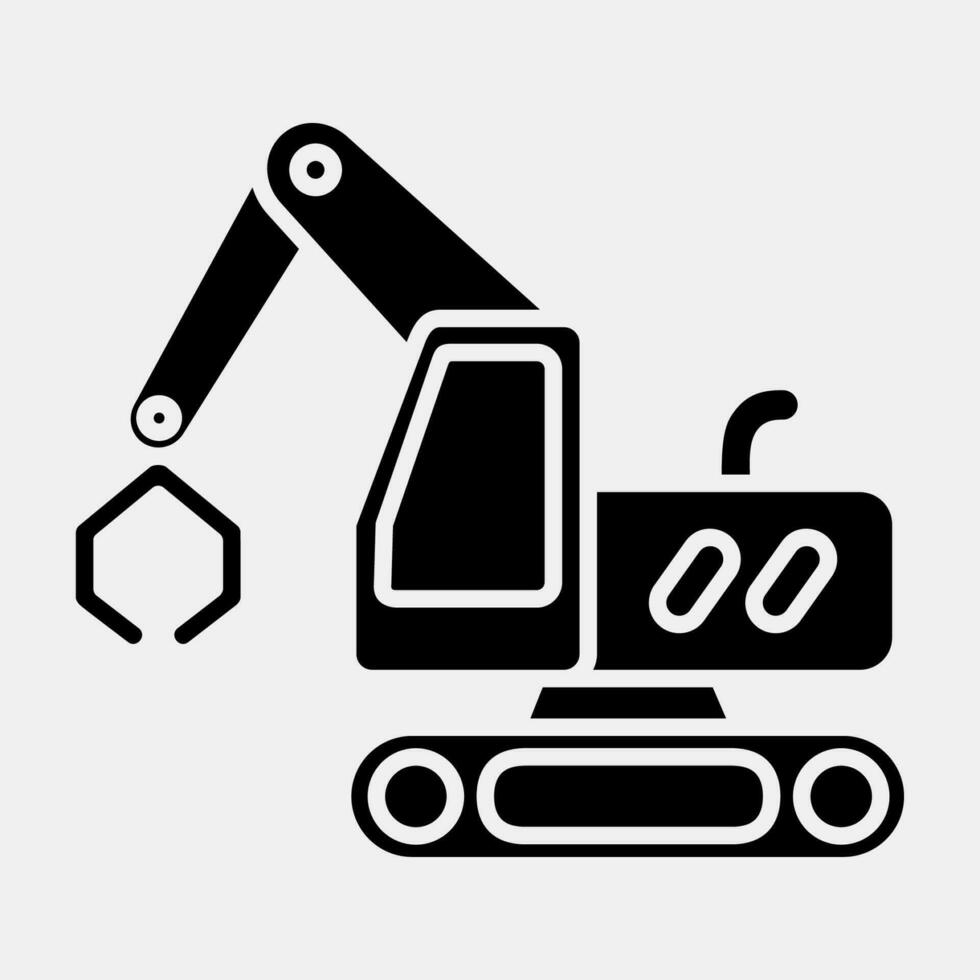 Icon tracked log loader excavator. Heavy equipment elements. Icons in glyph style. Good for prints, posters, logo, infographics, etc. vector