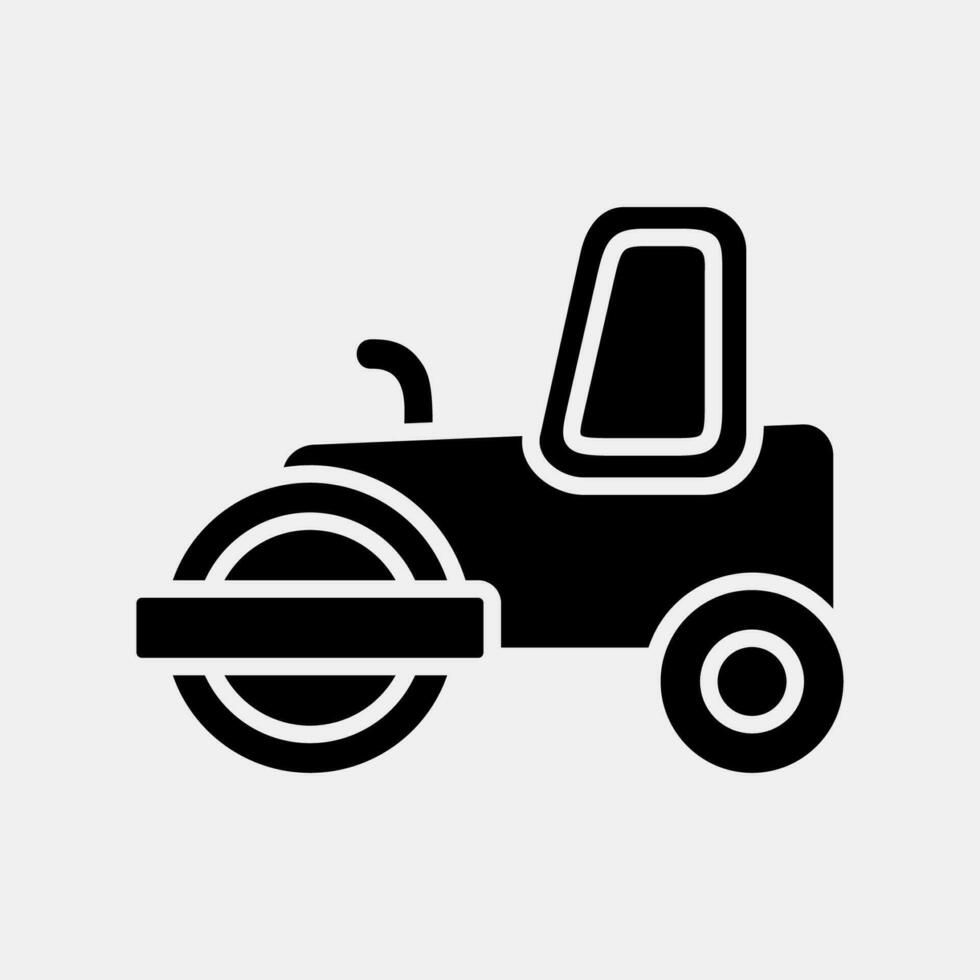 Icon road roller. Heavy equipment elements. Icons in glyph style. Good for prints, posters, logo, infographics, etc. vector