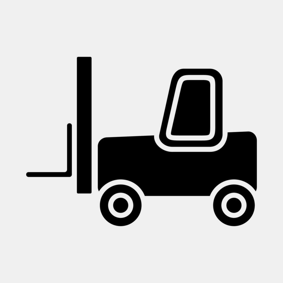 Icon forklift. Heavy equipment elements. Icons in glyph style. Good for
