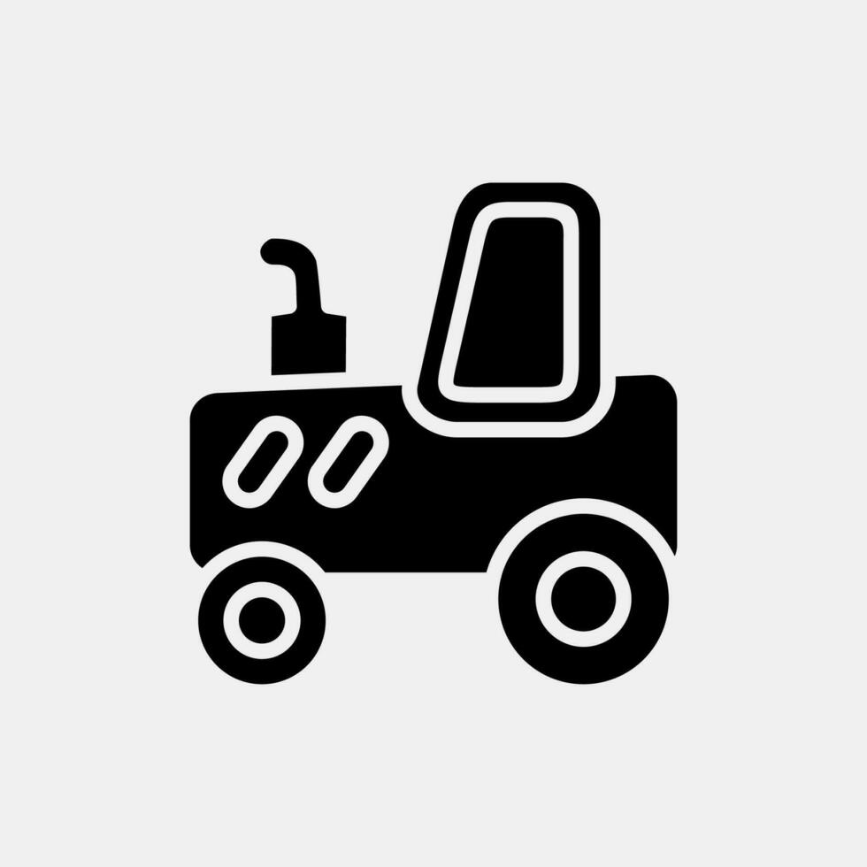 Icon tracktor. Heavy equipment elements. Icons in glyph style. Good for prints, posters, logo, infographics, etc. vector