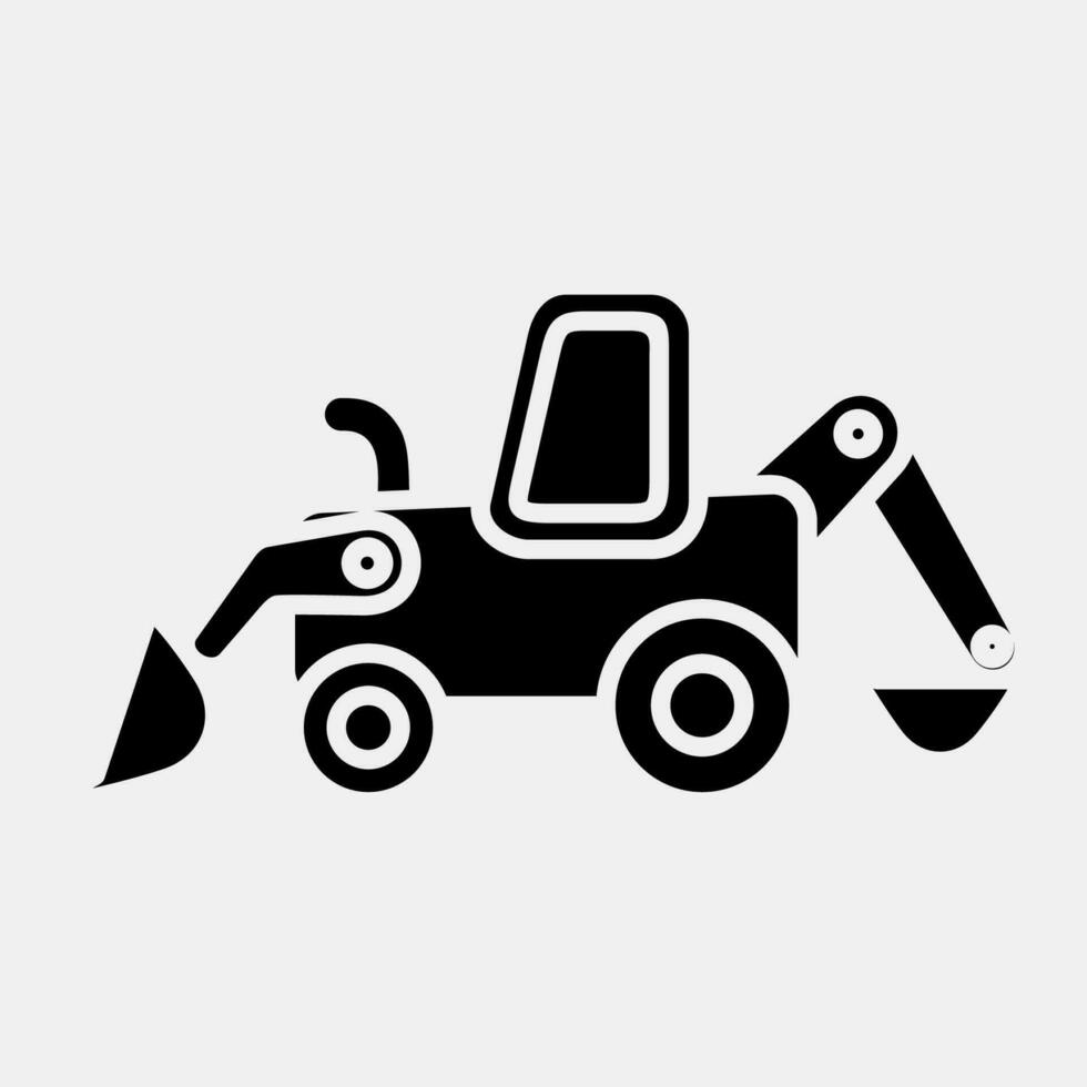 Icon backhoe. Heavy equipment elements. Icons in glyph style. Good for prints, posters, logo, infographics, etc. vector