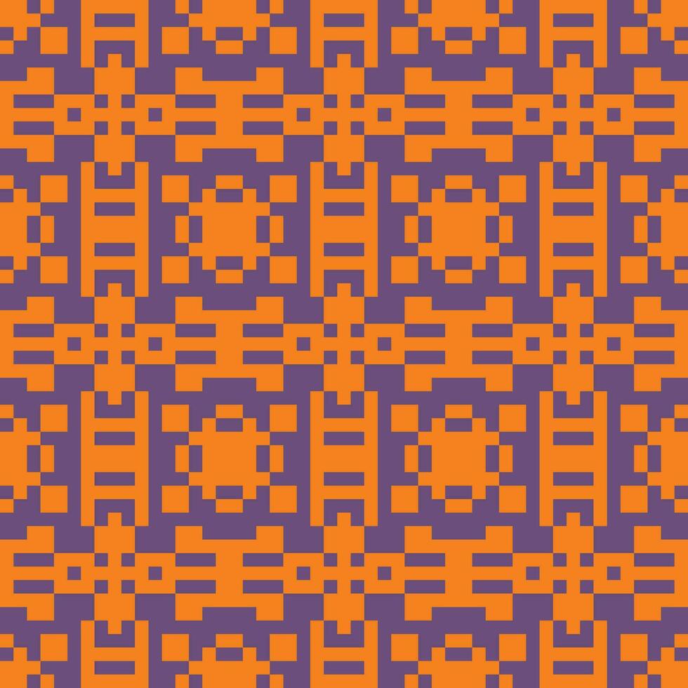 pixel art seamless pattern with orange and purple squares vector
