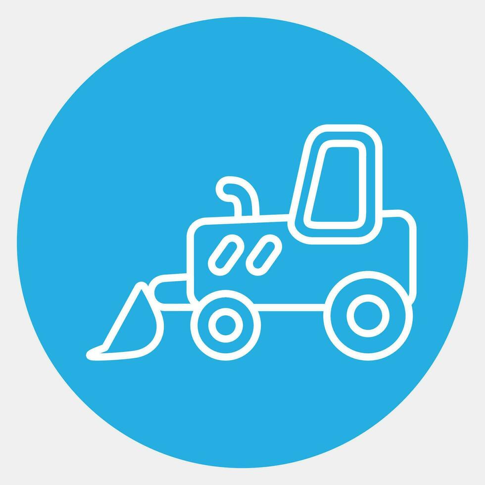 Icon bulldozer. Heavy equipment elements. Icons in blue round style. Good for prints, posters, logo, infographics, etc. vector