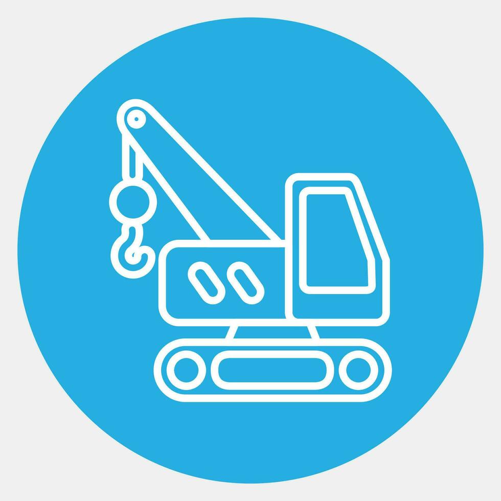 Icon hoisting crane. Heavy equipment elements. Icons in blue round style. Good for prints, posters, logo, infographics, etc. vector